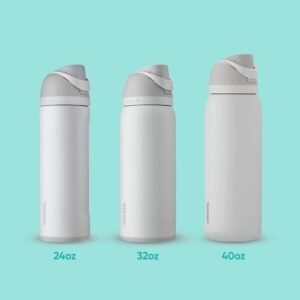 Owala FreeSip Insulated Stainless Steel Water Bottle with Straw, 40oz – Dreamy Field (White/Teal)